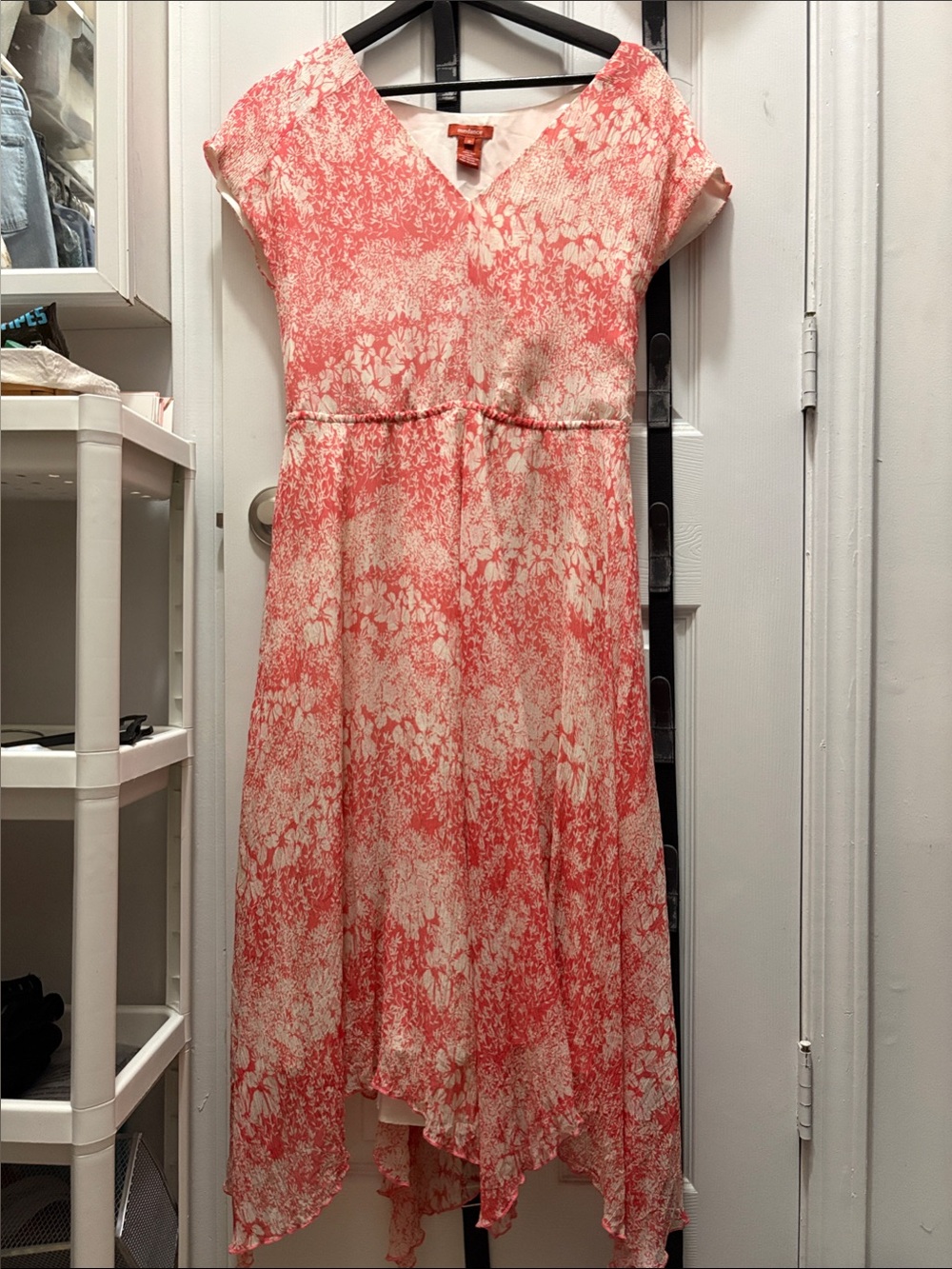 Sundance Coral and Cream Floral V-Neck Dress